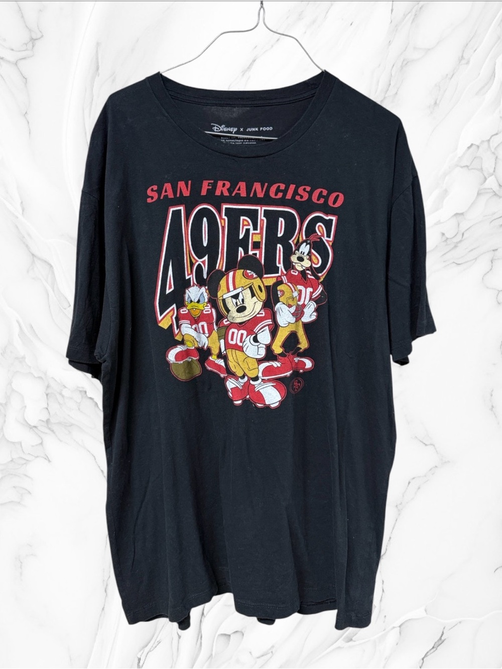 Disney x Junk Food San Francisco 49ers Black Graphic T-Shirt large